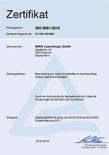 MWW Laserdesign Zertifikat
